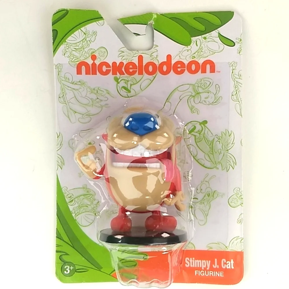 2/$12 Stimpy J Cat Nickelodeon Figurine On Factory Sealed Card